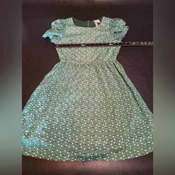 Alice Moon Green Puff Sleeve A-Line Mini Dress Owl Print size Small. - Picture 9 of 12